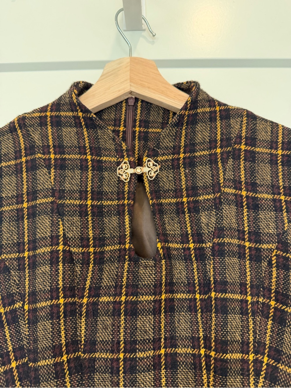 Vintage Tartan Fit and flare Fall Formal Retro 50s Academia Plaid Modest size M - Picture 3 of 15
